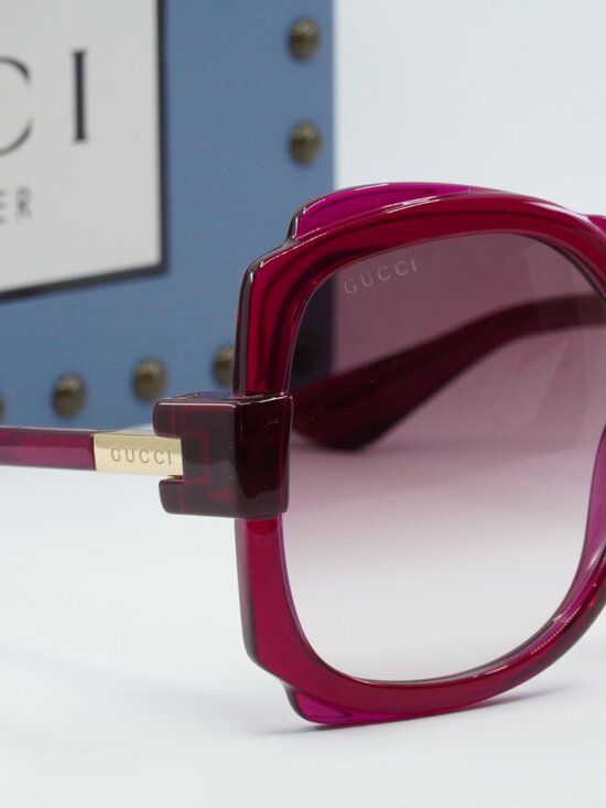 Gucci GG1431S 003 Women Square Sunglasses - Transparent Dark Cyclamen main image 9